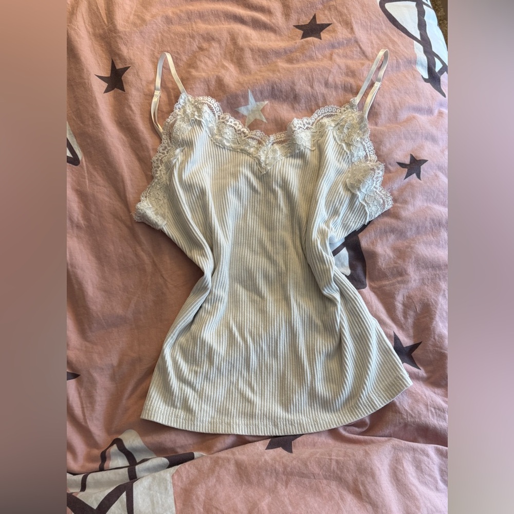 Striped Lace-Trimmed Top